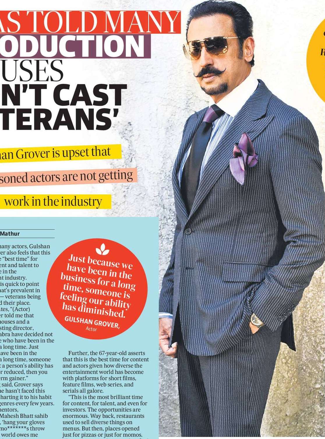 ‘WAS TOLD MANY
PRODUCTION
HOUSES
DON’T CAST
VETERANS’
