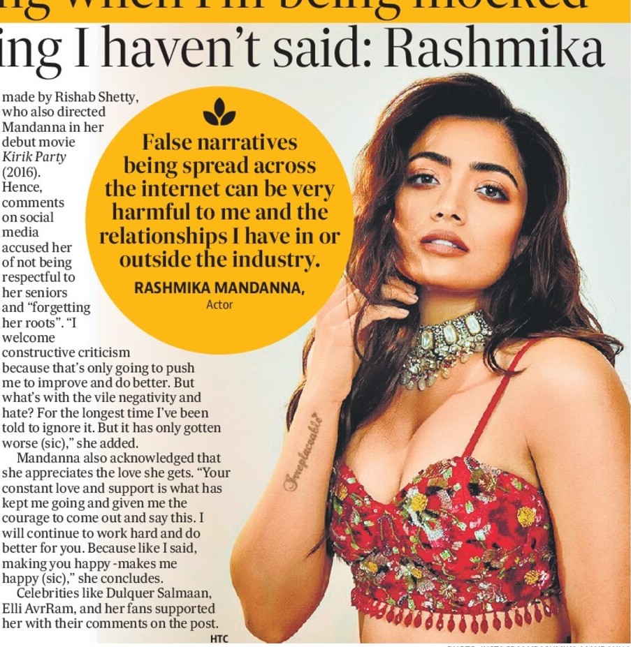 Demoralising when I’m being mocked for something I haven’t said: Rashmika Demoralising when I’m being mocked for something I haven’t said: Rashmika