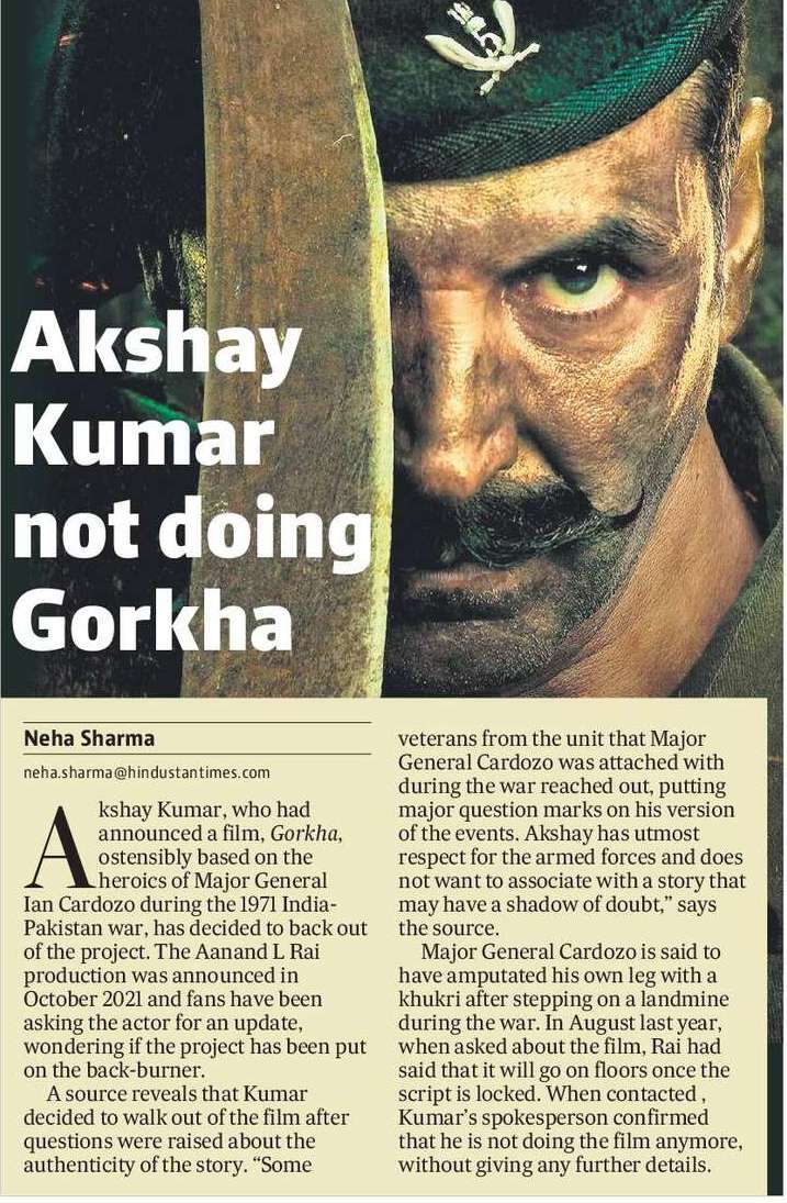 Akshay Kumar not doing Gorkha 
