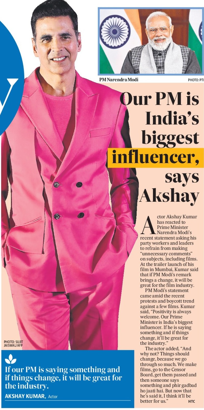 Our PM is India’s biggest influencer, says Akshay 