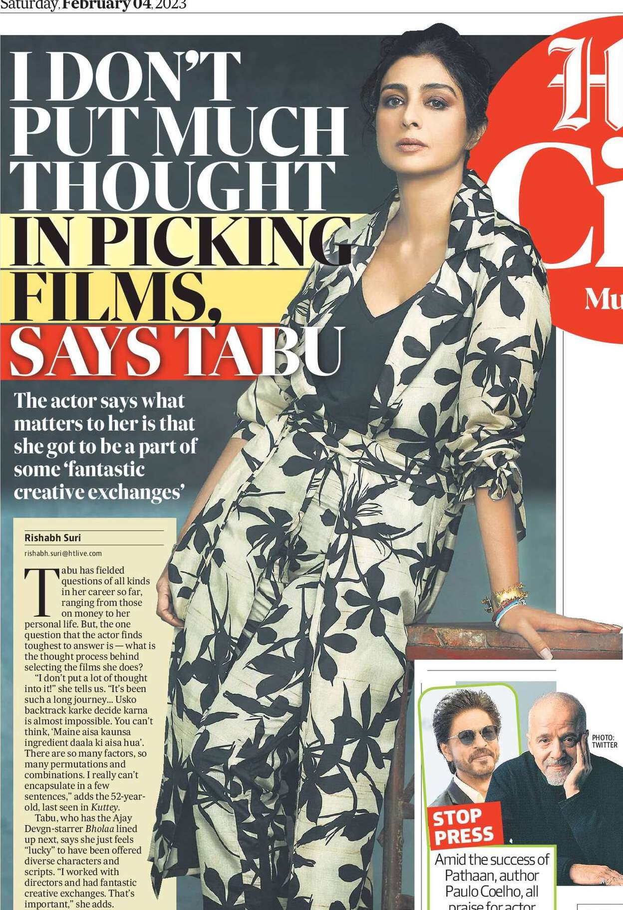 I DON’T PUT MUCH THOUGHT IN PICKING FILMS, SAYS TABU