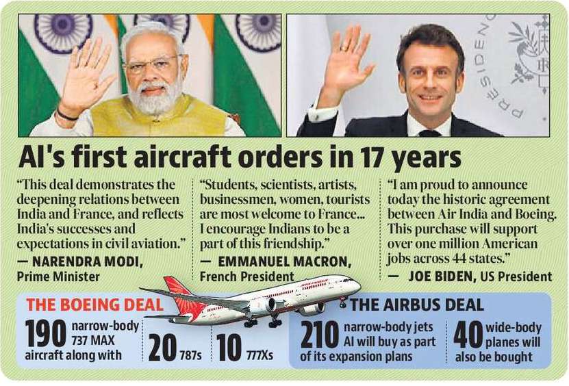 エア インディアがエアバスとボーイングの航空機のメガ ディールを締結