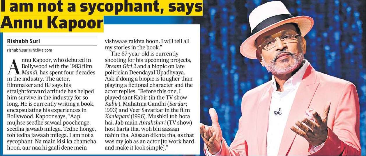 I am not a sycophant, says Annu Kapoor I am not a sycophant, says Annu Kapoor