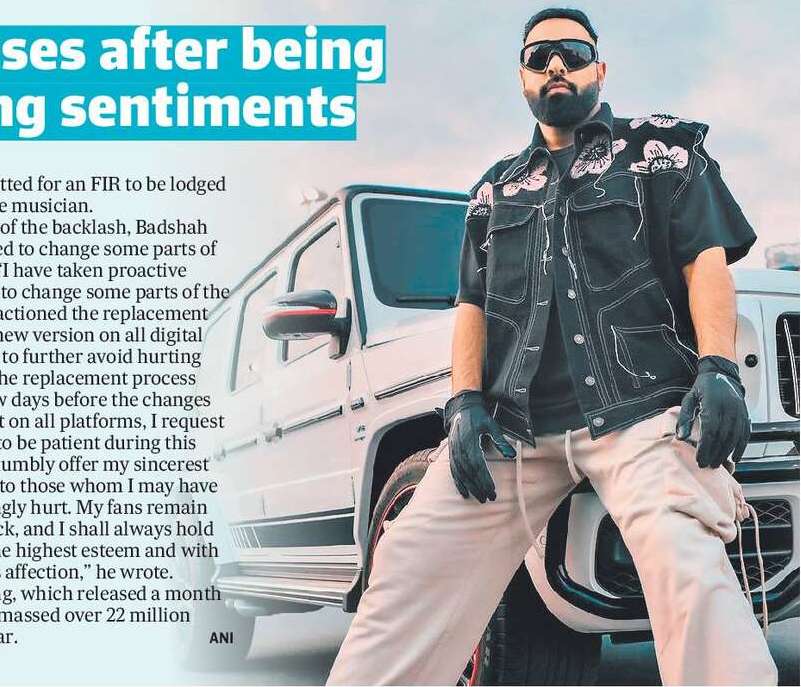 Badshah apologises after being accused of hurting sentiments  