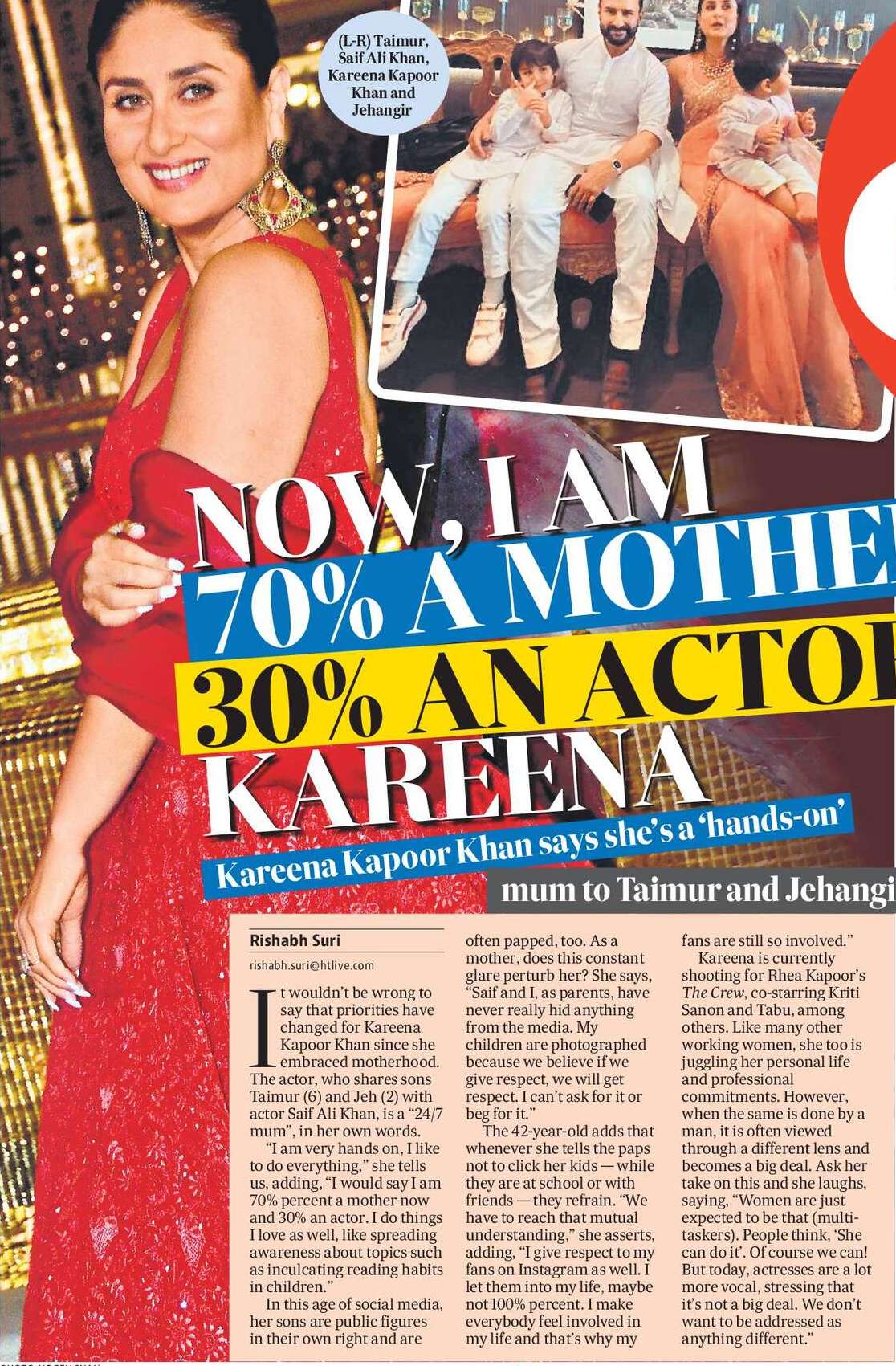 NOW, I AM 70% A MOTHER, 30% AN ACTOR: KAREENA NOW, I AM 70% A MOTHER, 30% AN ACTOR: KAREENA