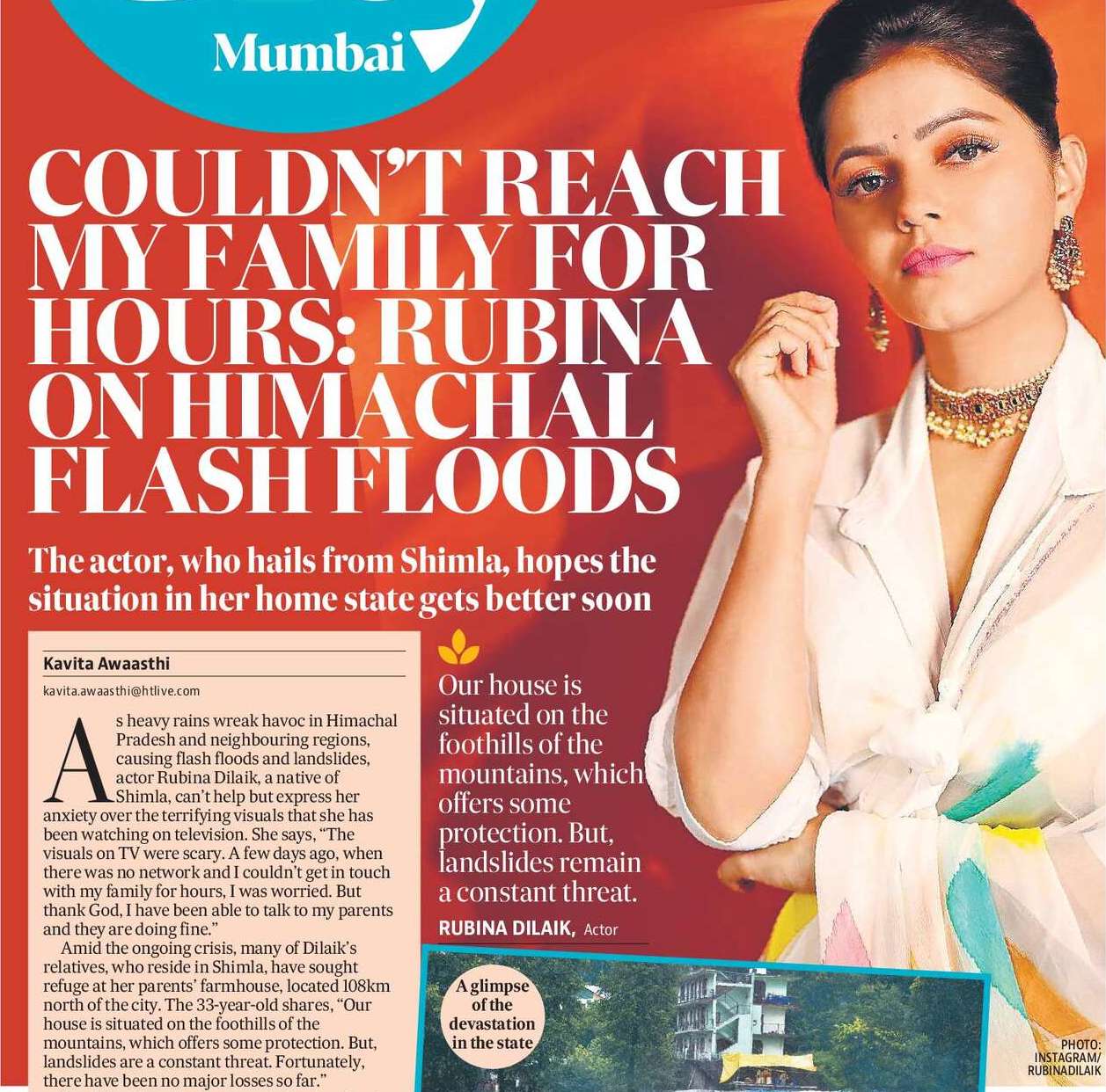 COULDN’T REACH MY FAMILY FOR HOURS: RUBINA ON HIMACHAL FLASH FLOODS