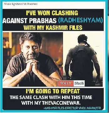 Vivek Agnihotri slams ‘fake news’ saying he won box-office battle against Prabhas