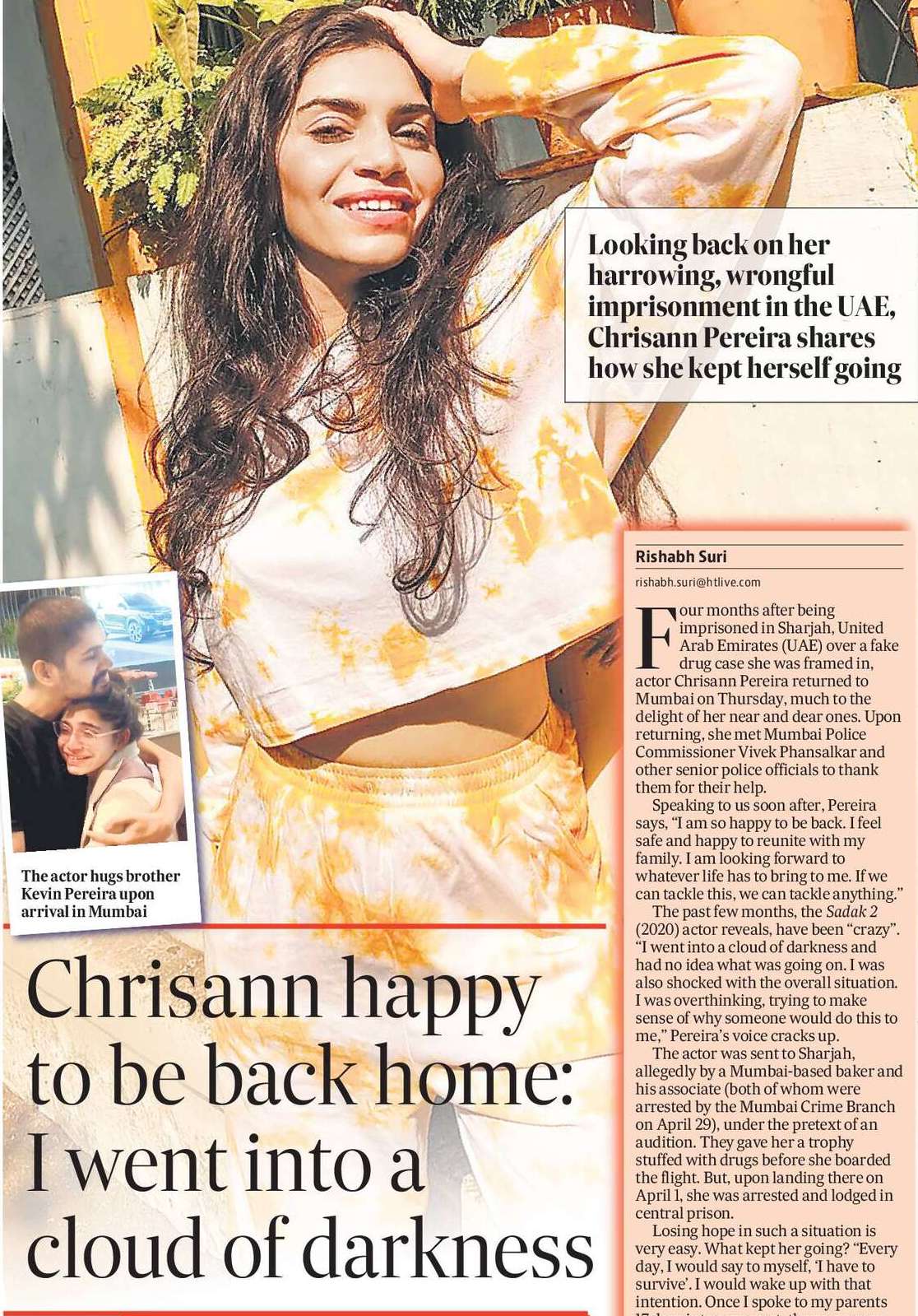 Chrisann happy to be back home: I went into a cloud of darkness Chrisann happy to be back home: I went into a cloud of darkness