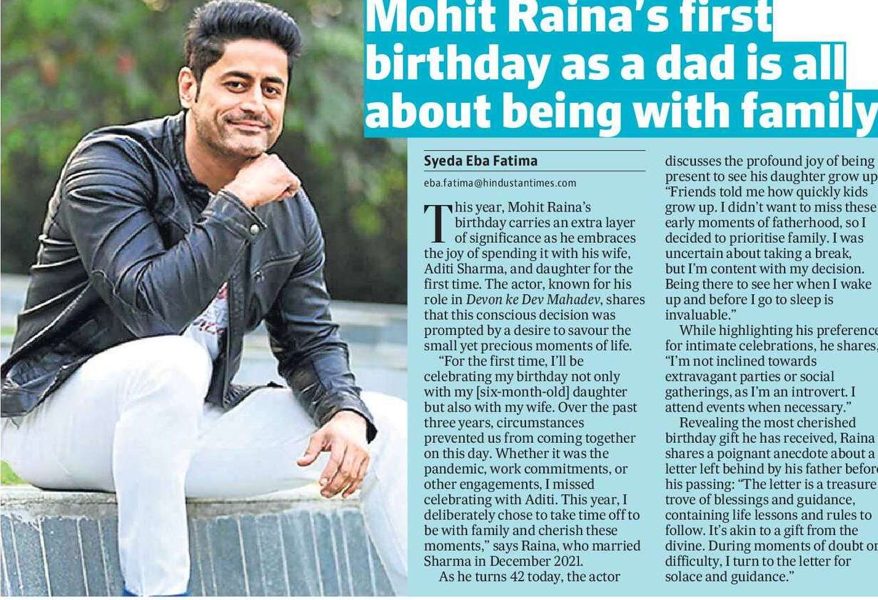 Mohit Raina’s first birthday as a dad is all about being with family