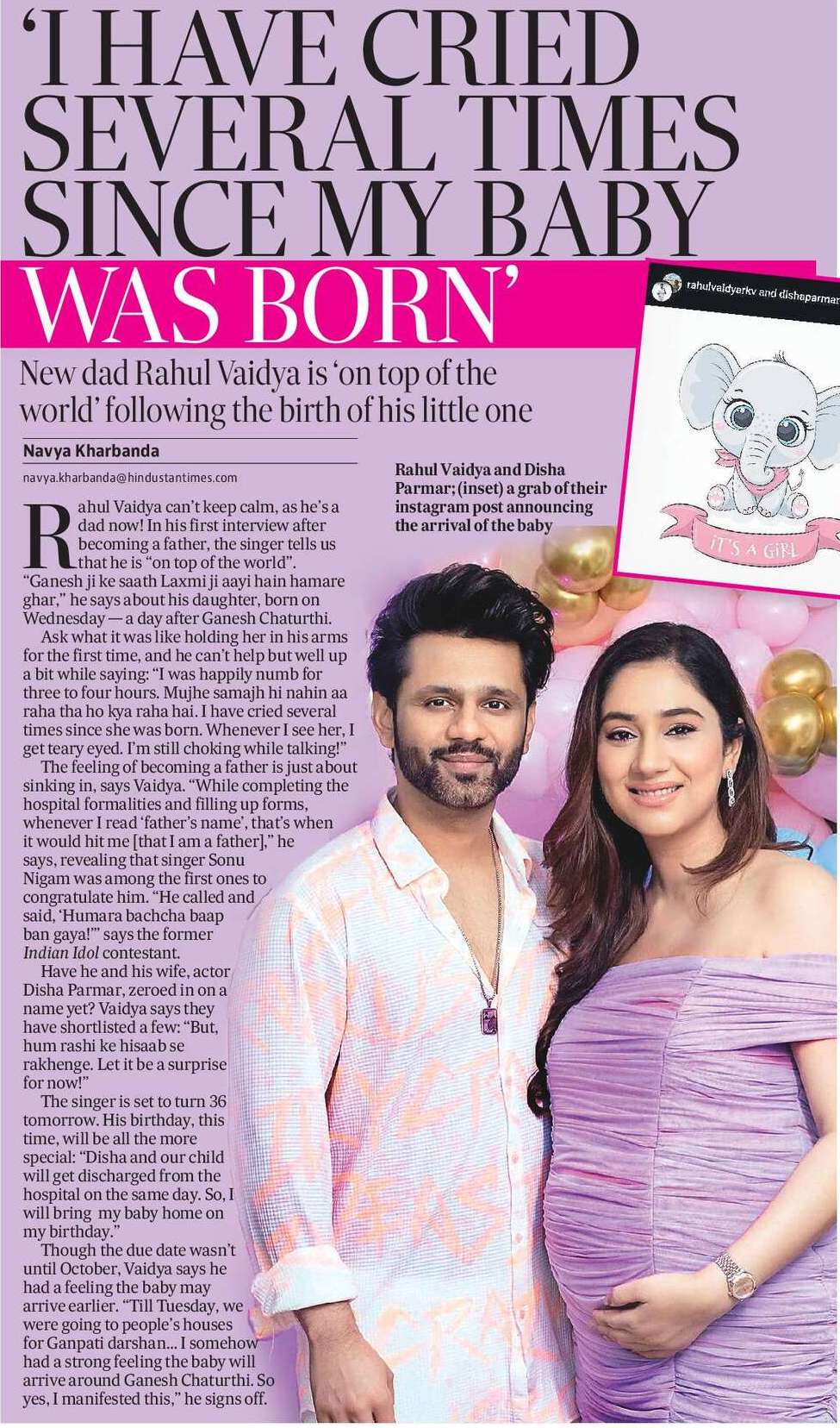 ‘I HAVE CRIED
SEVERAL TIMES
SINCE MY BABY
WAS BORN’