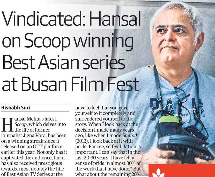 Vindicated: Hansal on Scoop winning Best Asian series  at Busan Film Fest