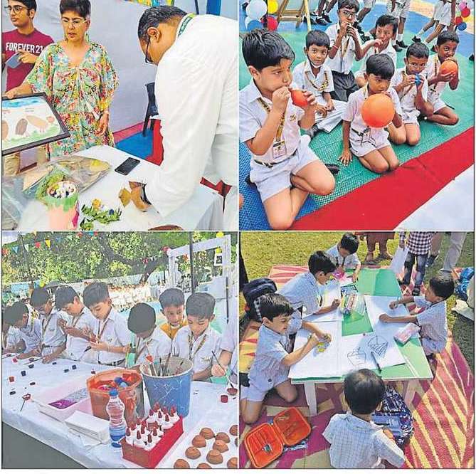 アショク・プレイスのセント・コルンバズ・スクールのジュニアウィングで開催されたアートフェア アショク・プレイスのセント・コルンバズ・スクールのジュニアウィングで開催されたアートフェア