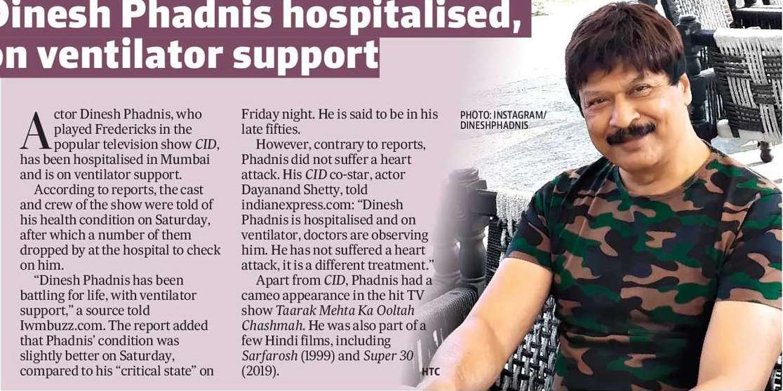 Dinesh Phadnis hospitalised,  on ventilator support 