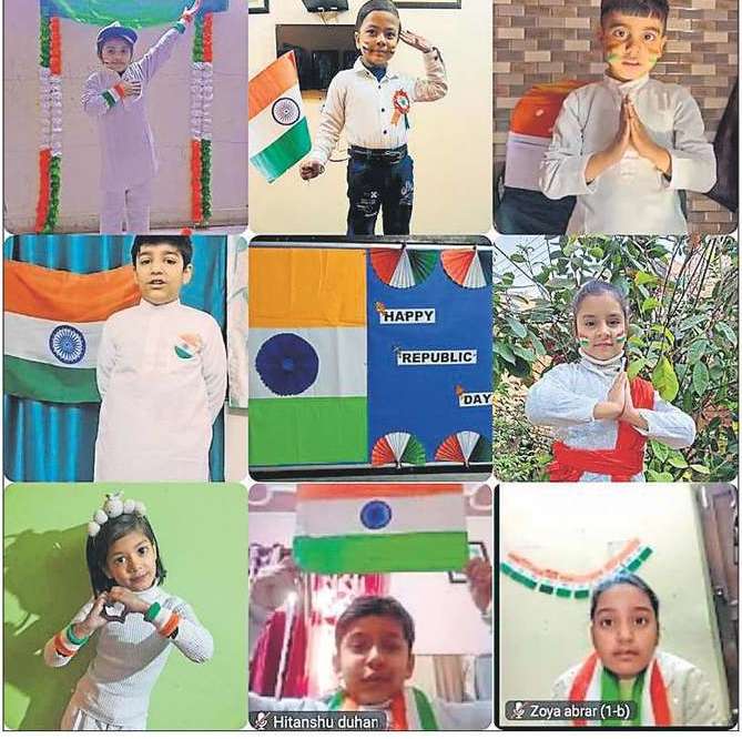 ファリーダーバードの NIT にある DAV 公立学校 NH-3 が愛国的な熱意と誇りを持って共和国記念日を祝う