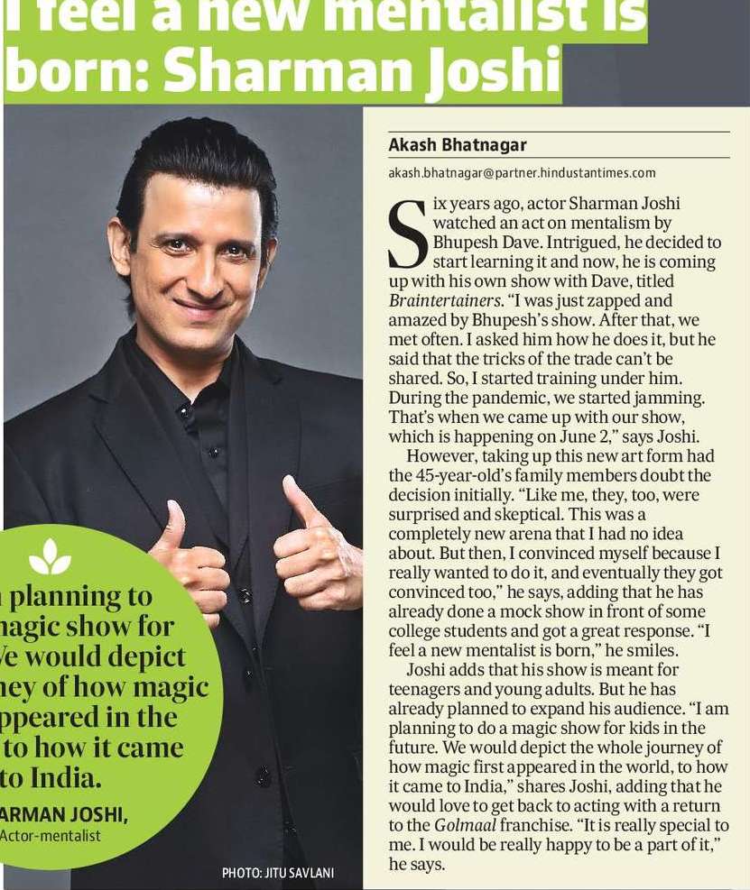 I feel a new mentalist is born: Sharman Joshi