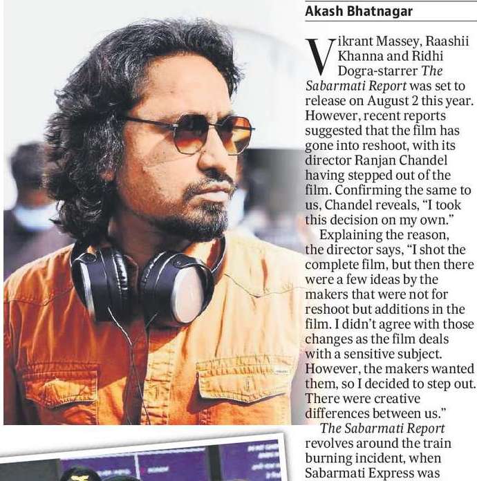 Left The Sabarmati Report due to creative differences, says Ranjan Left The Sabarmati Report due to creative differences, says Ranjan