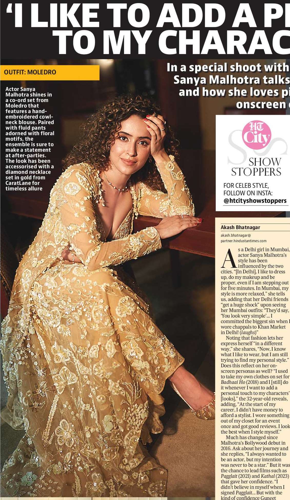 ‘I LIKE TO ADD A PERSONAL TOUCH
TO MY CHARACTERS’ LOOKS’