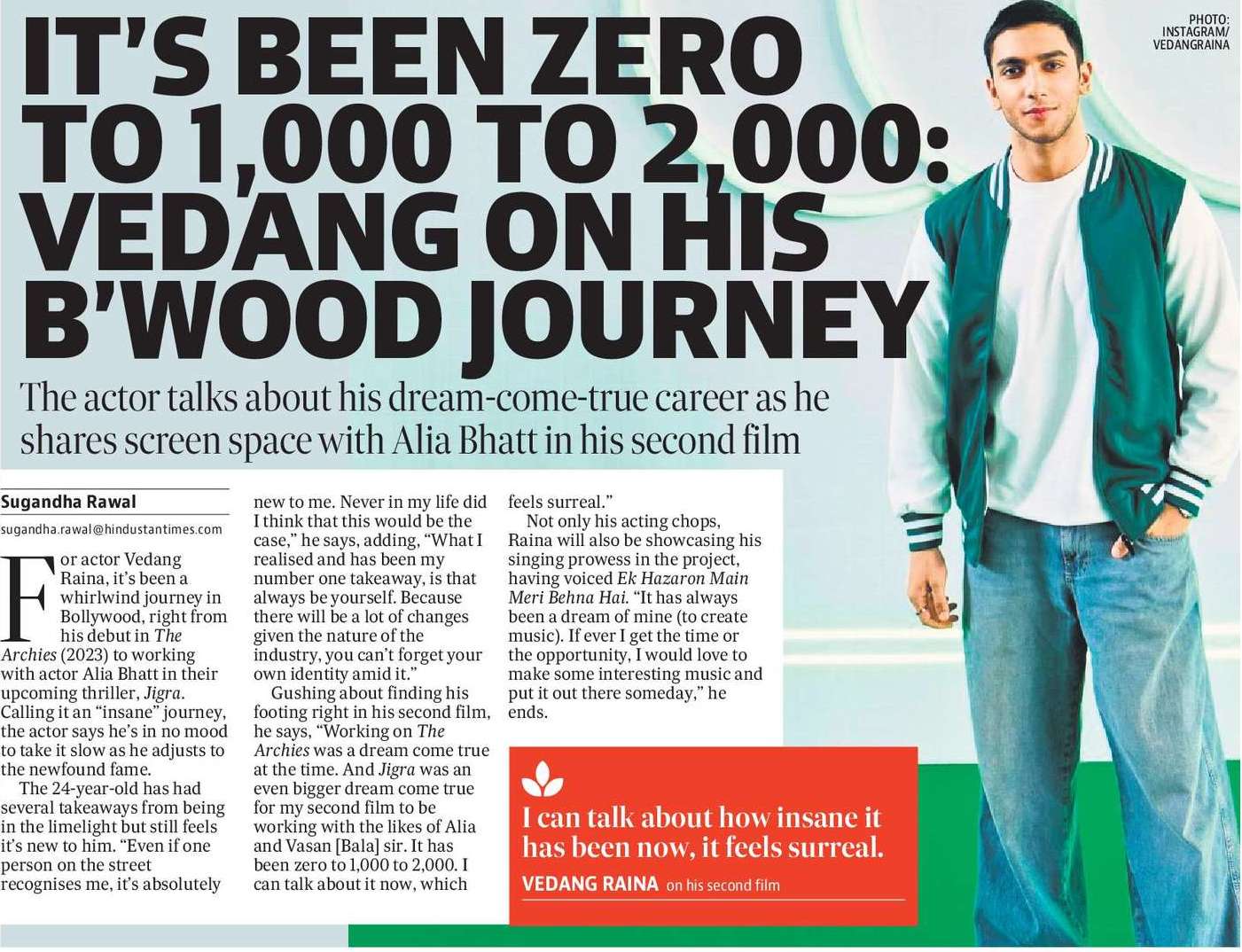 IT’S BEEN ZERO
TO 1,000 TO
2,000: VEDANG
ON HIS B’WOOD
JOURNEY