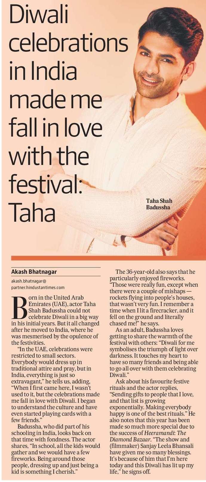 Diwali celebrations in India made me fall in love with the festival: Taha