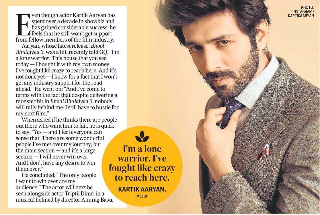 ‘I won’t get industry support despite the success of Bhool Bhulaiyaa 3’