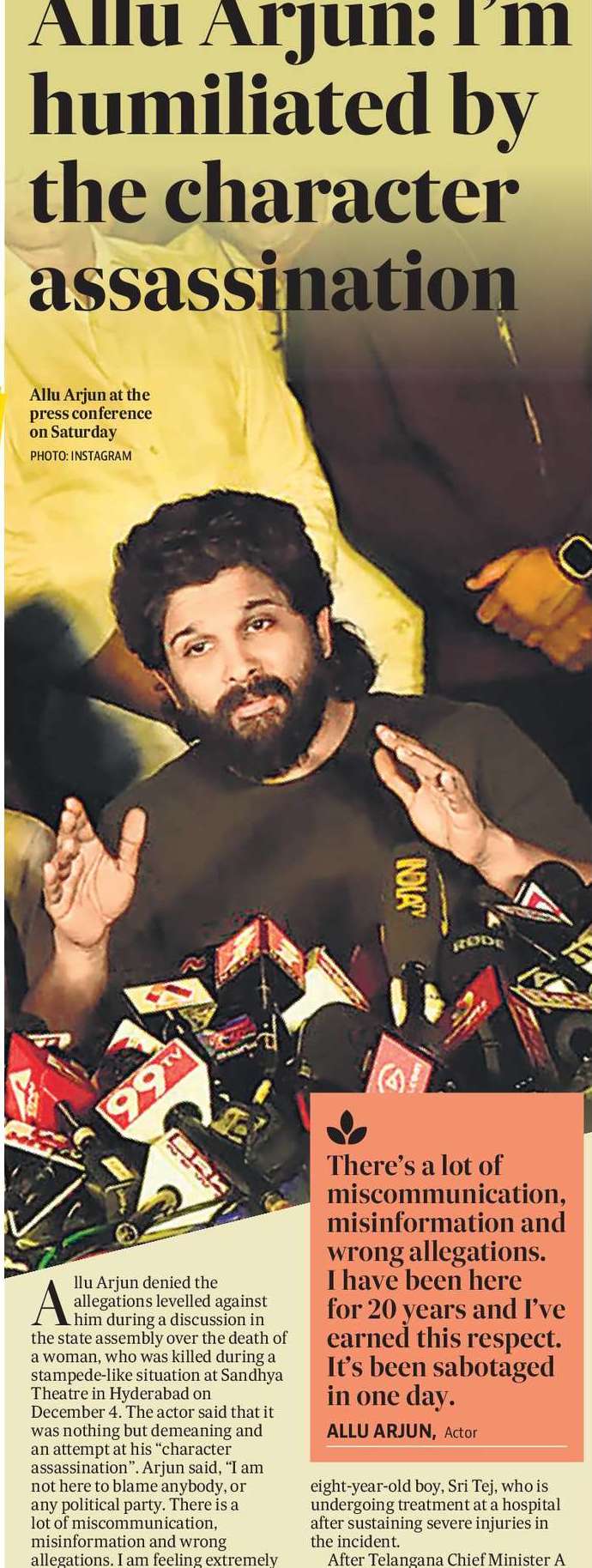 Allu Arjun: I’m humiliated by the character assassination