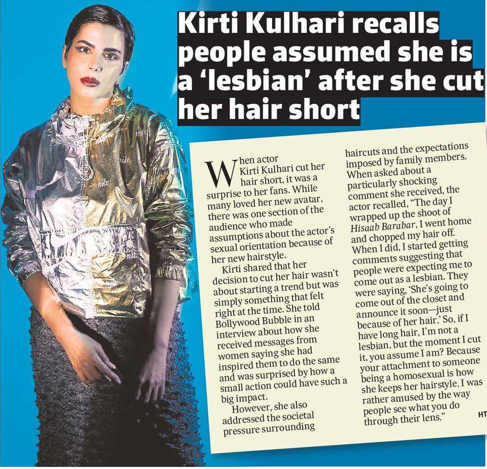 Kirti Kulhari recalls people assumed she is a ‘lesbian’ after she cut her hair short