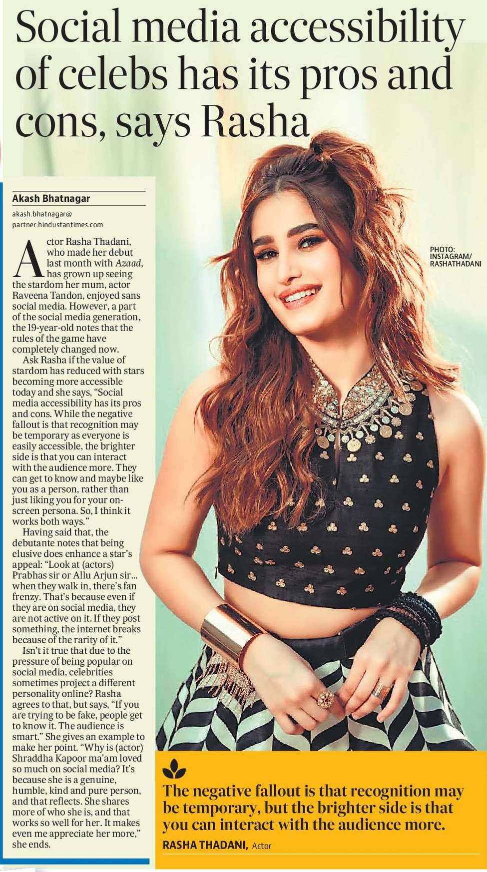 Social media accessibility of celebs has its pros and cons, says Rasha