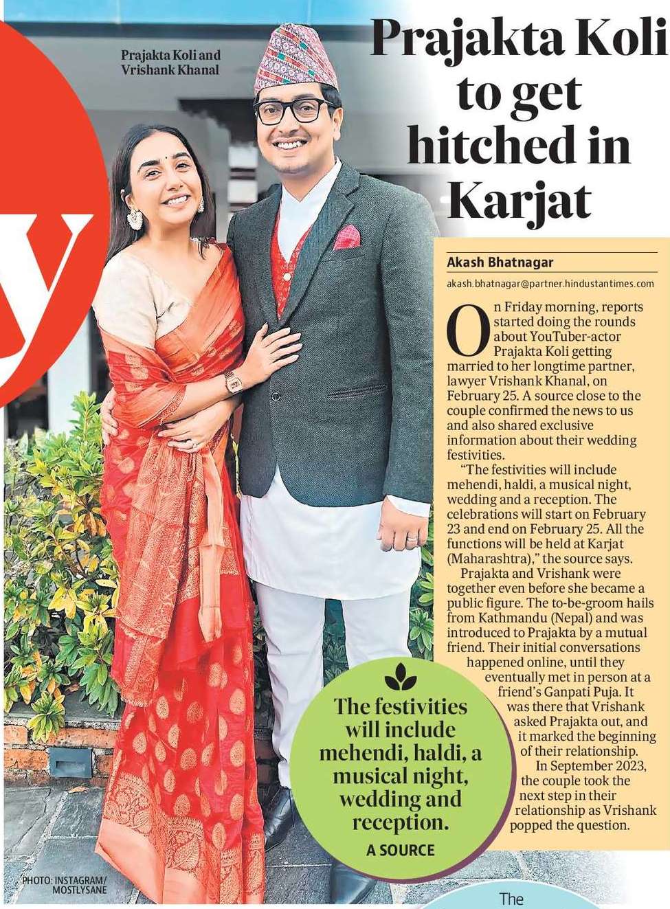 Prajakta Koli to get hitched in Karjat
