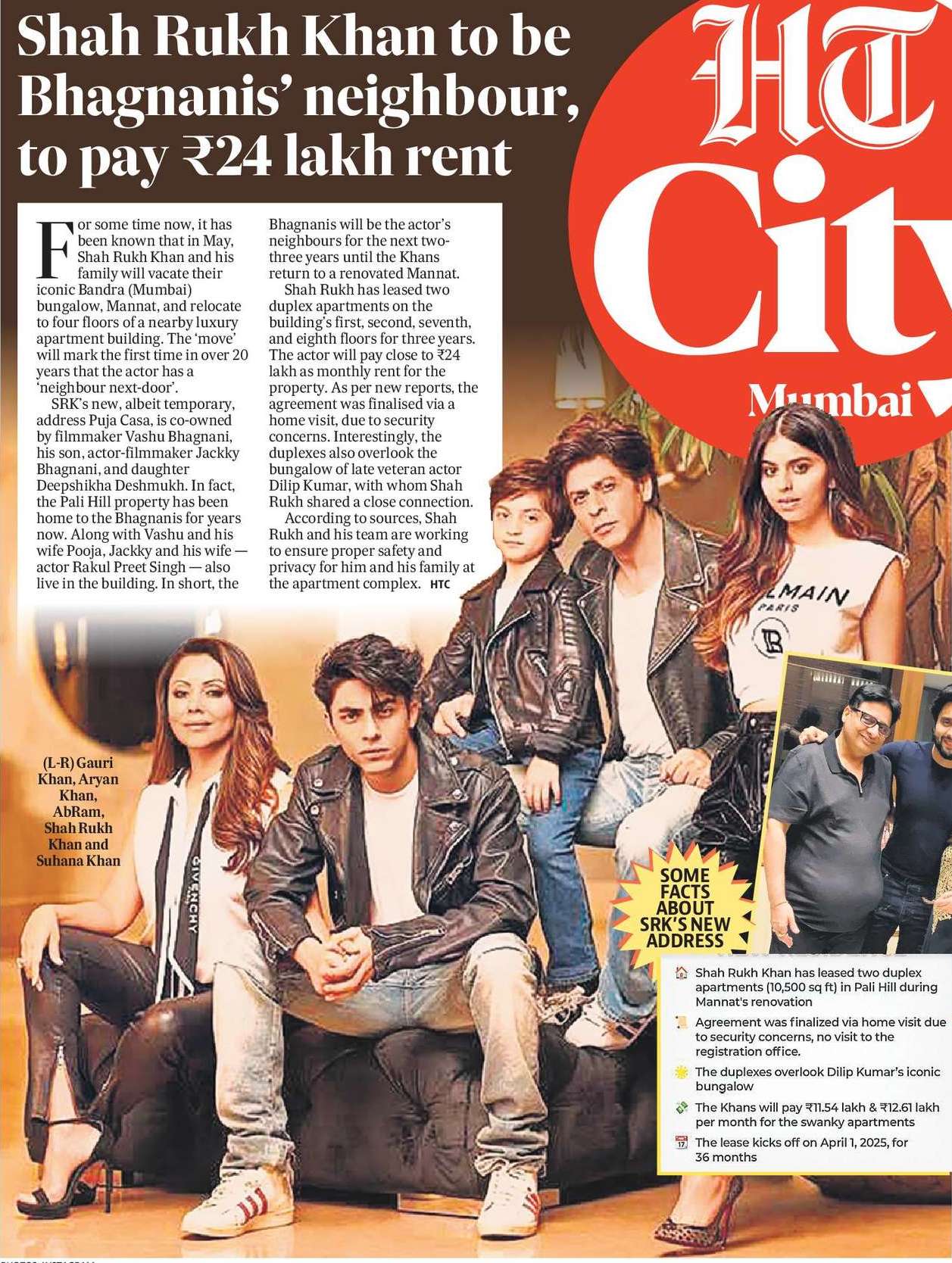Shah Rukh Khan to be Bhagnanis’ neighbour, to pay ₹24 lakh rent