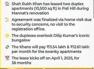 Shah Rukh Khan to be Bhagnanis’ neighbour, to pay ₹24 lakh rent
