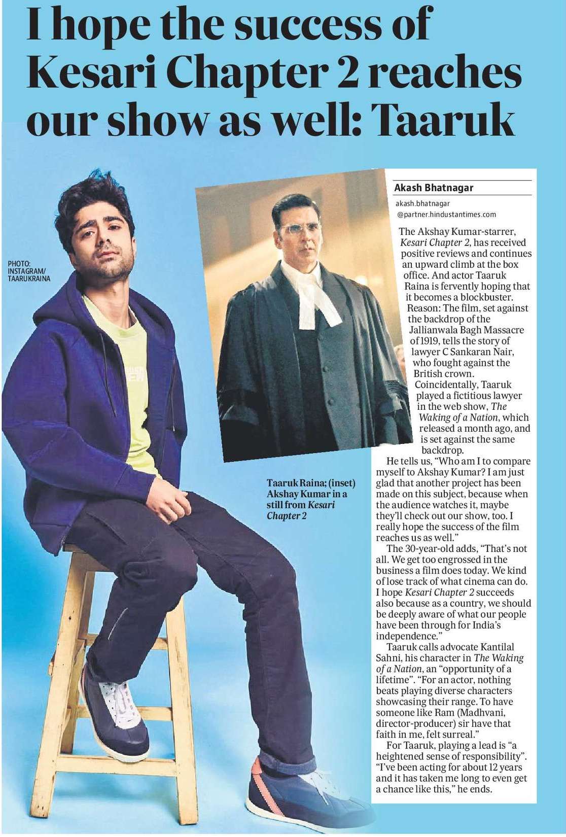 I hope the success of Kesari Chapter 2 reaches our show as well: Taaruk