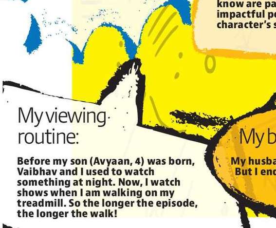 息子（アヴィアン、4歳）が生まれる前は、ヴァイブハブと私は夜に何か番組を見ていました。今はトレッドミルで歩きながら番組を見ています。エピソードが長ければ長いほど、歩く距離も長くなるんです！