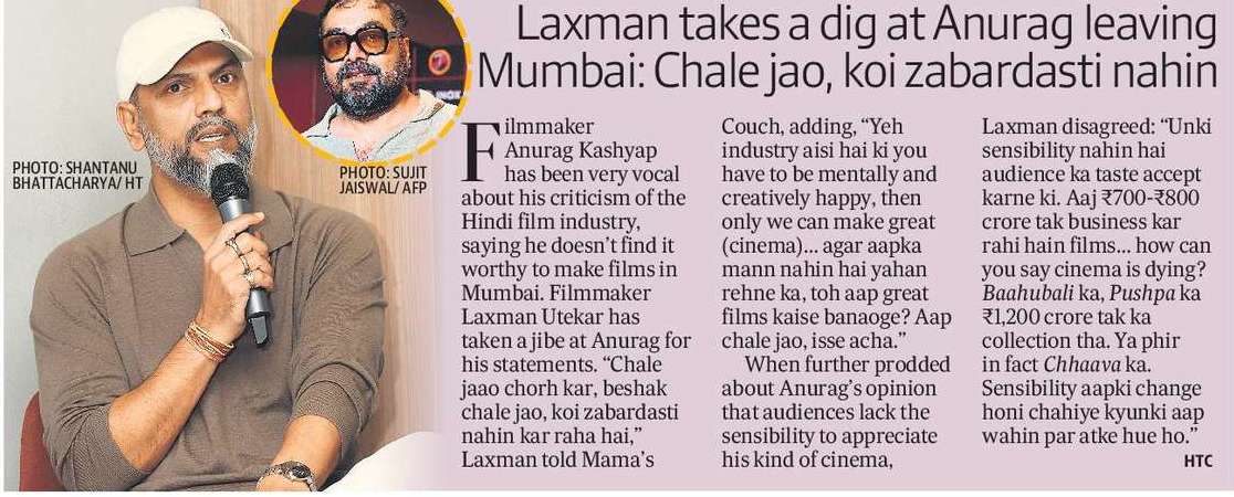 Laxman takes a dig at Anurag leaving Mumbai: Chale jao, koi zabardasti nahin