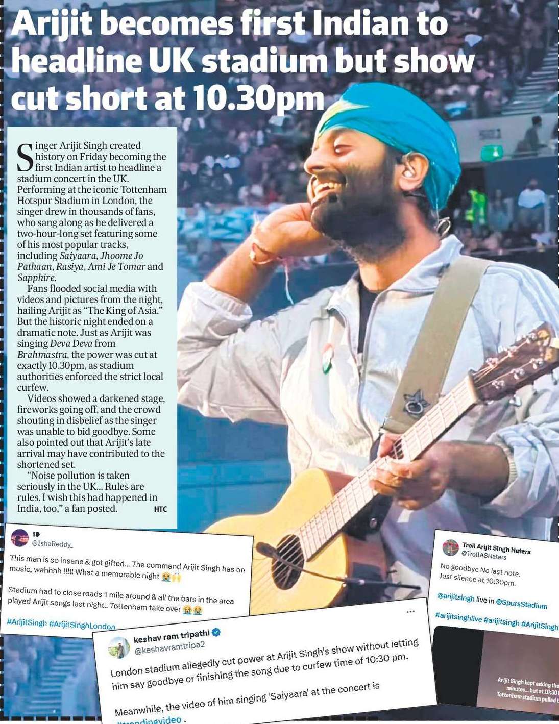 Arijit becomes first Indian to headline UK stadium but show cut short at 10.30pm